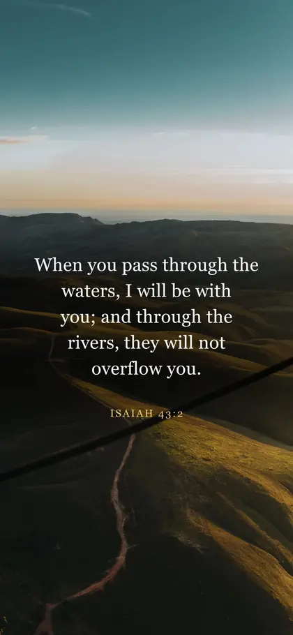 Isaiah 43:2 Bible verse wallpaper — Landscape background