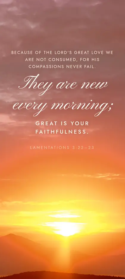 Lamentations 3:22–23 Bible verse wallpaper — Sunrise background