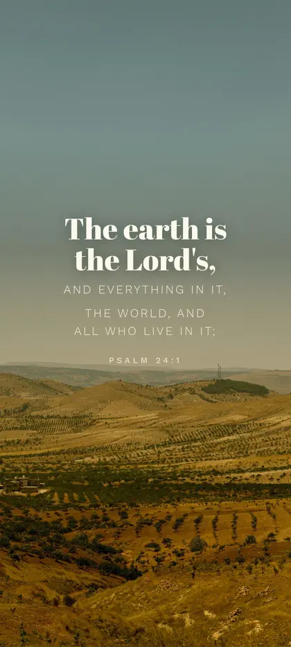 Psalm 24:1 Bible verse wallpaper — Golden Hills background